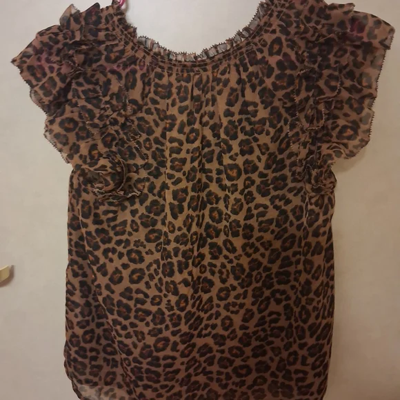 Old Navy Leopard Print Blouse - Brown - Picture 3 of 5